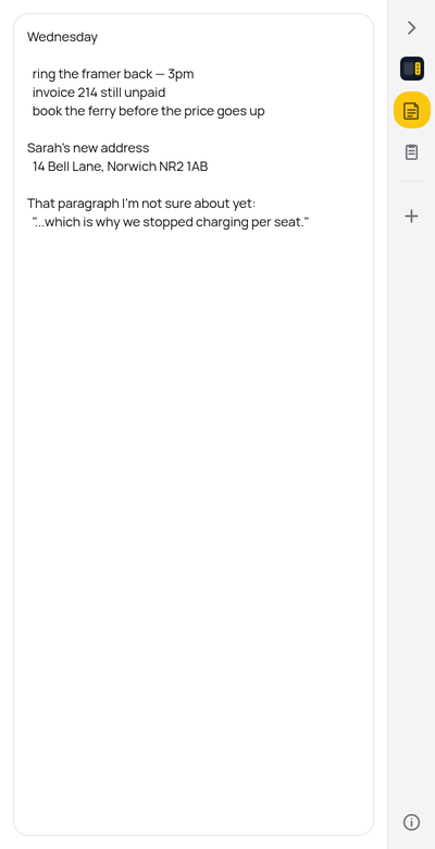 The panel in light mode