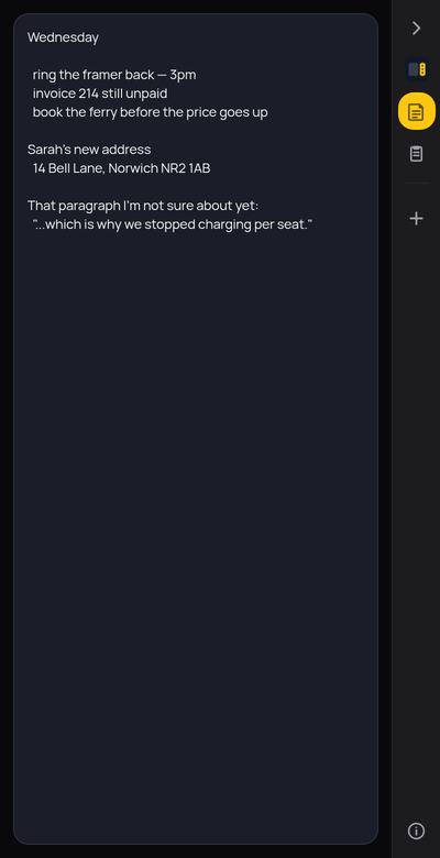 The Sidemorphic panel showing the scratchpad
